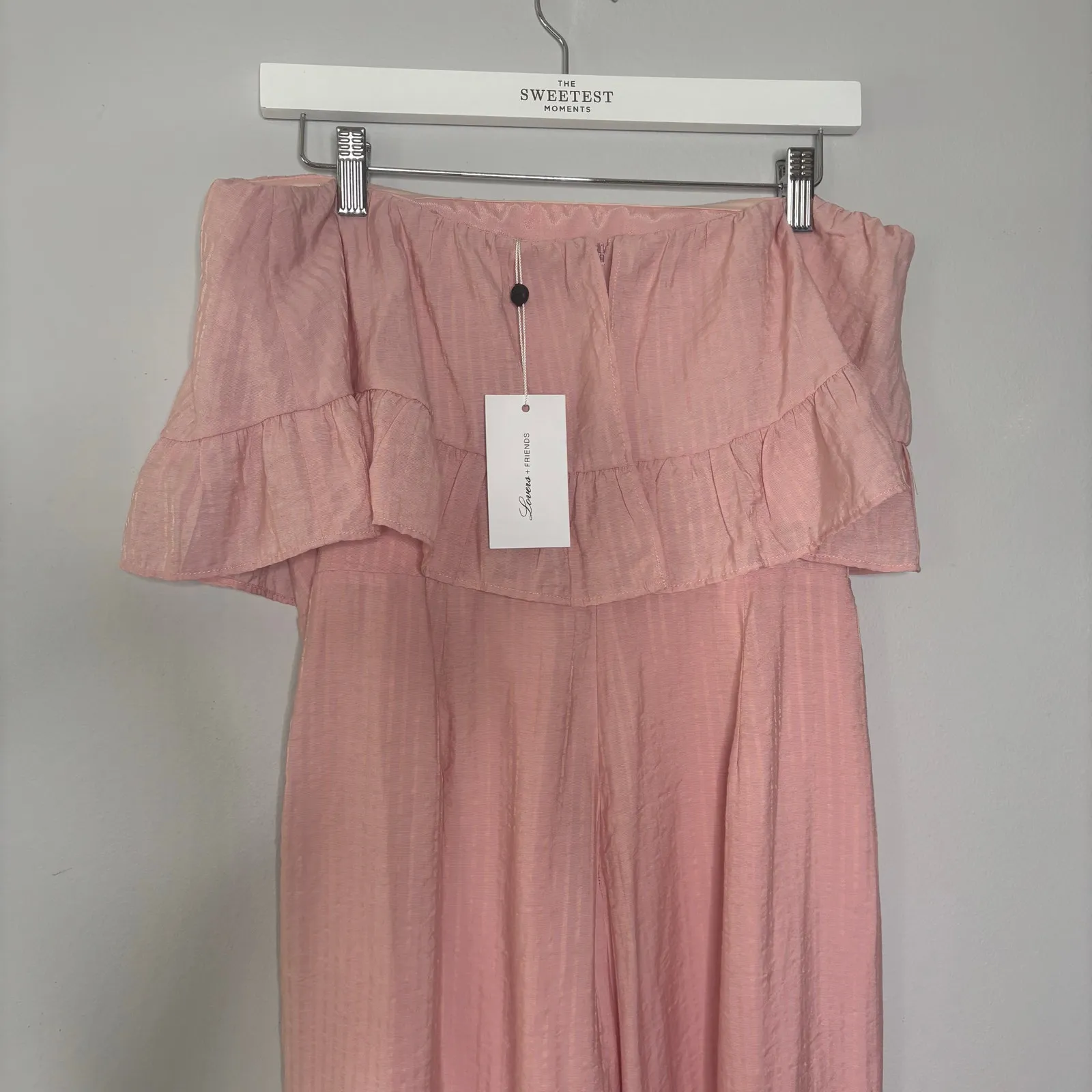 Lovers & Friends Nellie Pink Strapless Jumpsuit Ruffle M - Image 12
