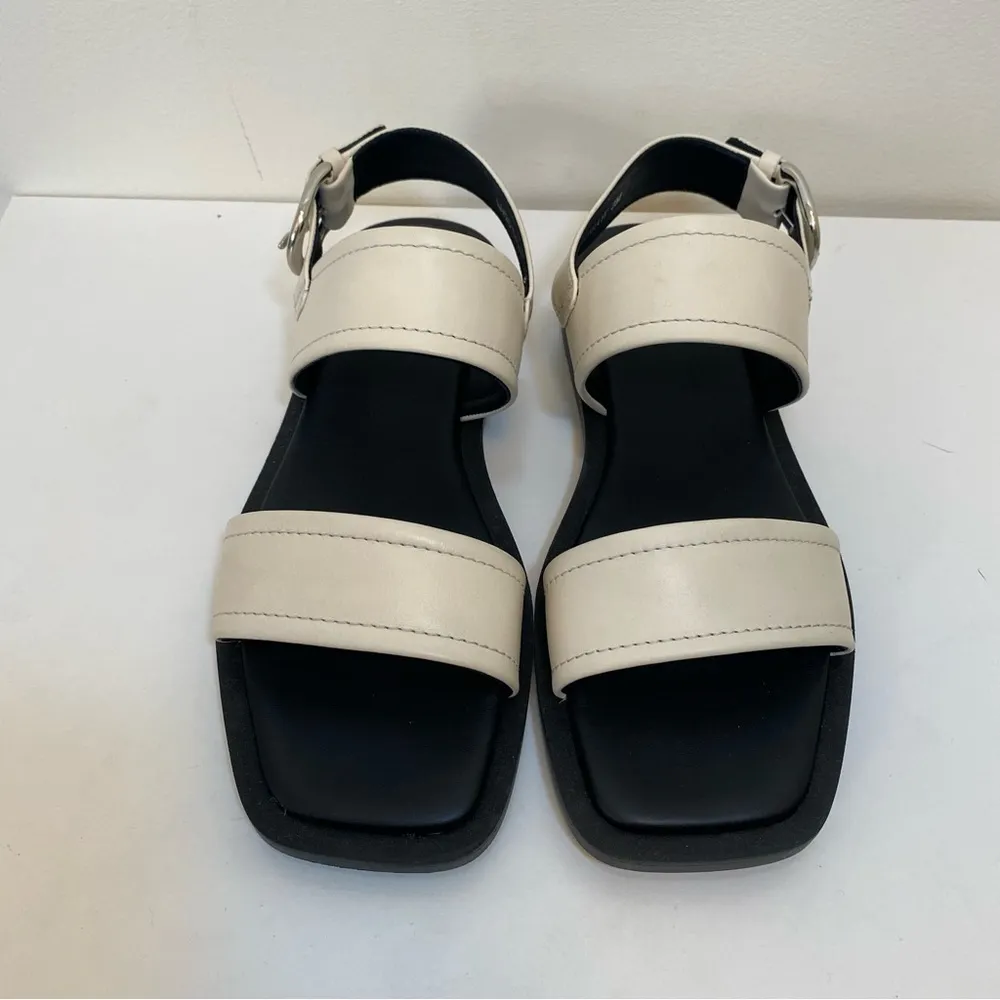 Aquatalia | Joni Leather Sporty Slingback Sandals in Eggshell Ivory Sz 9M - Image 4