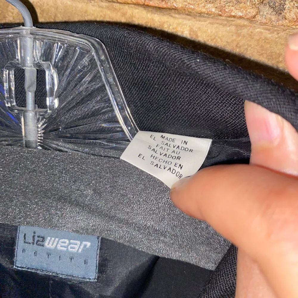 Lizwear Liz Claiborne Vintage 80s Black Double Breasted Blazer Size 4P Petite - Image 6