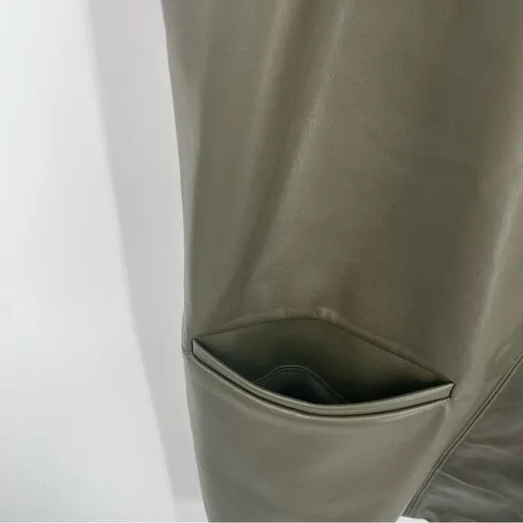 Abercrombie & Fitch Vegan Leather Shift Mini Dress Large Olive Futuristic‎ - Image 8