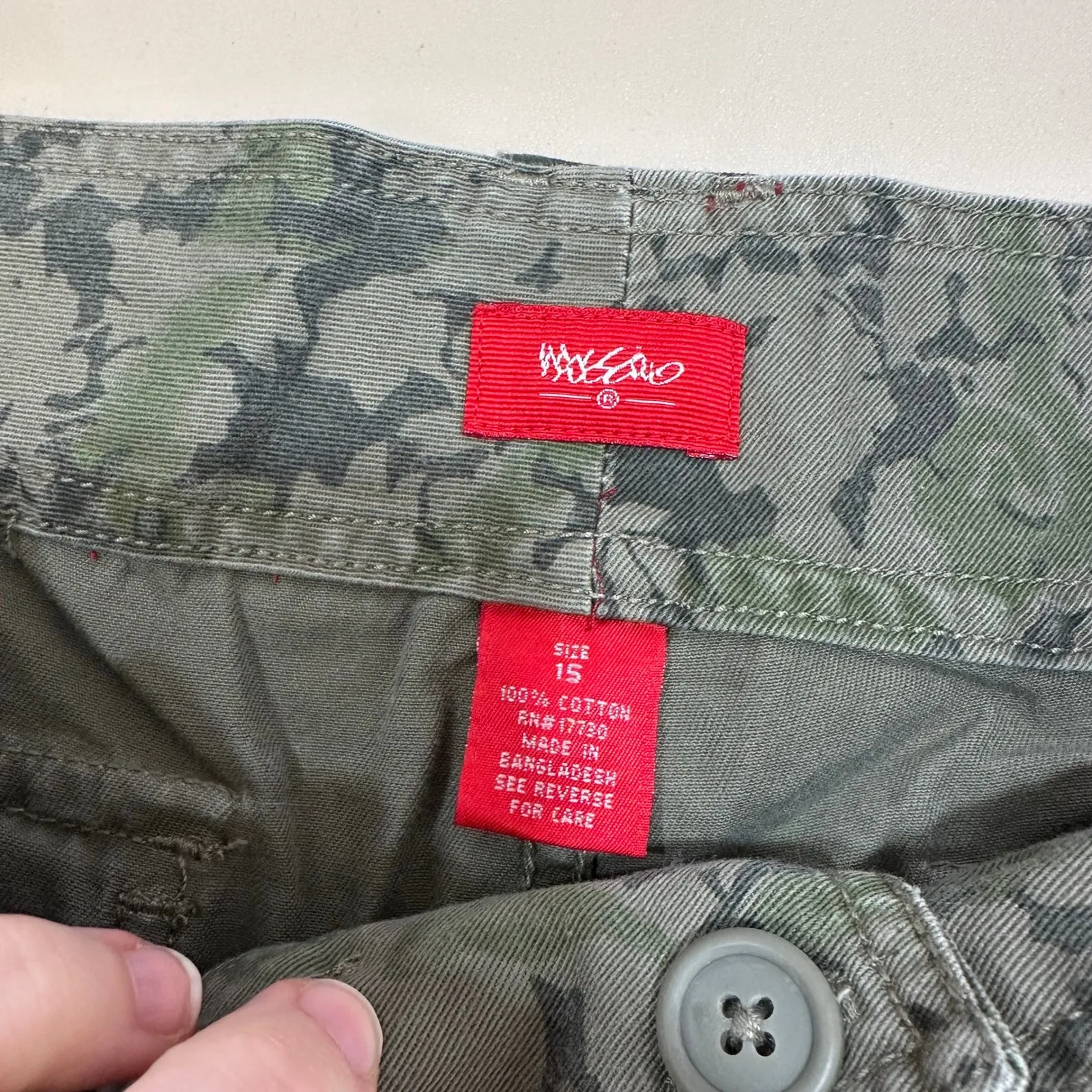 Vintage Mossimo Womens Pants 15 Bootcut Green Camo Cargo Pocket Utility Mid Rise - Image 2