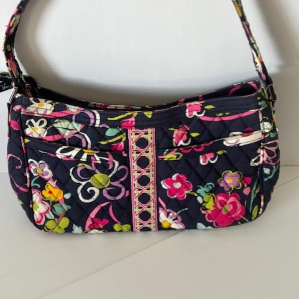 Vera Bradley Purse Shoulder Bag Retired Java Blue Cottagecore Quilted Floral - Image 10