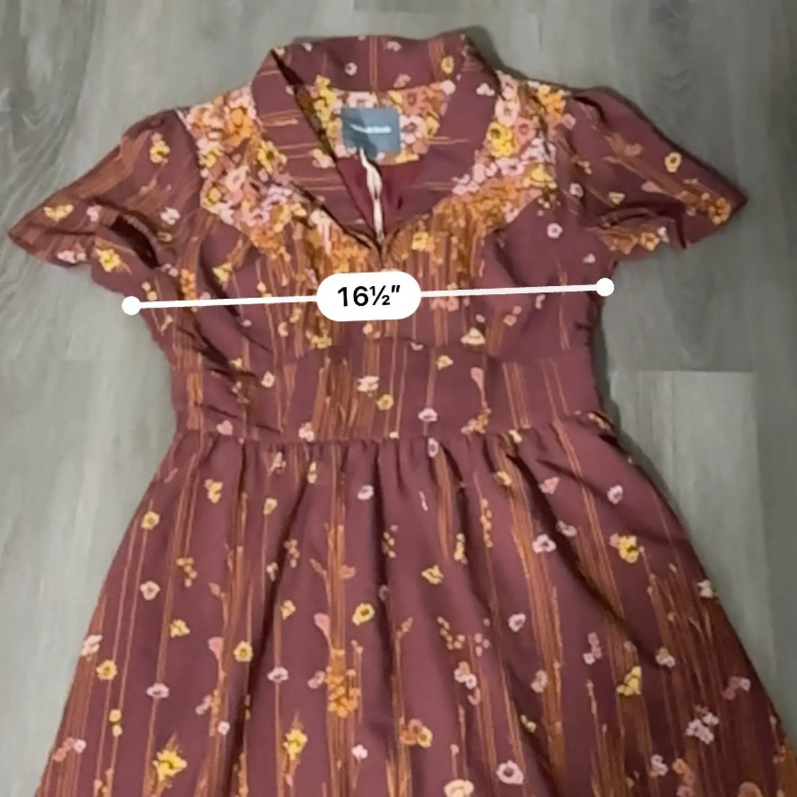 ModCloth Lively Identity Burgundy Floral Short Sleeve Mini Dress Size L‎ NEW - Image 10