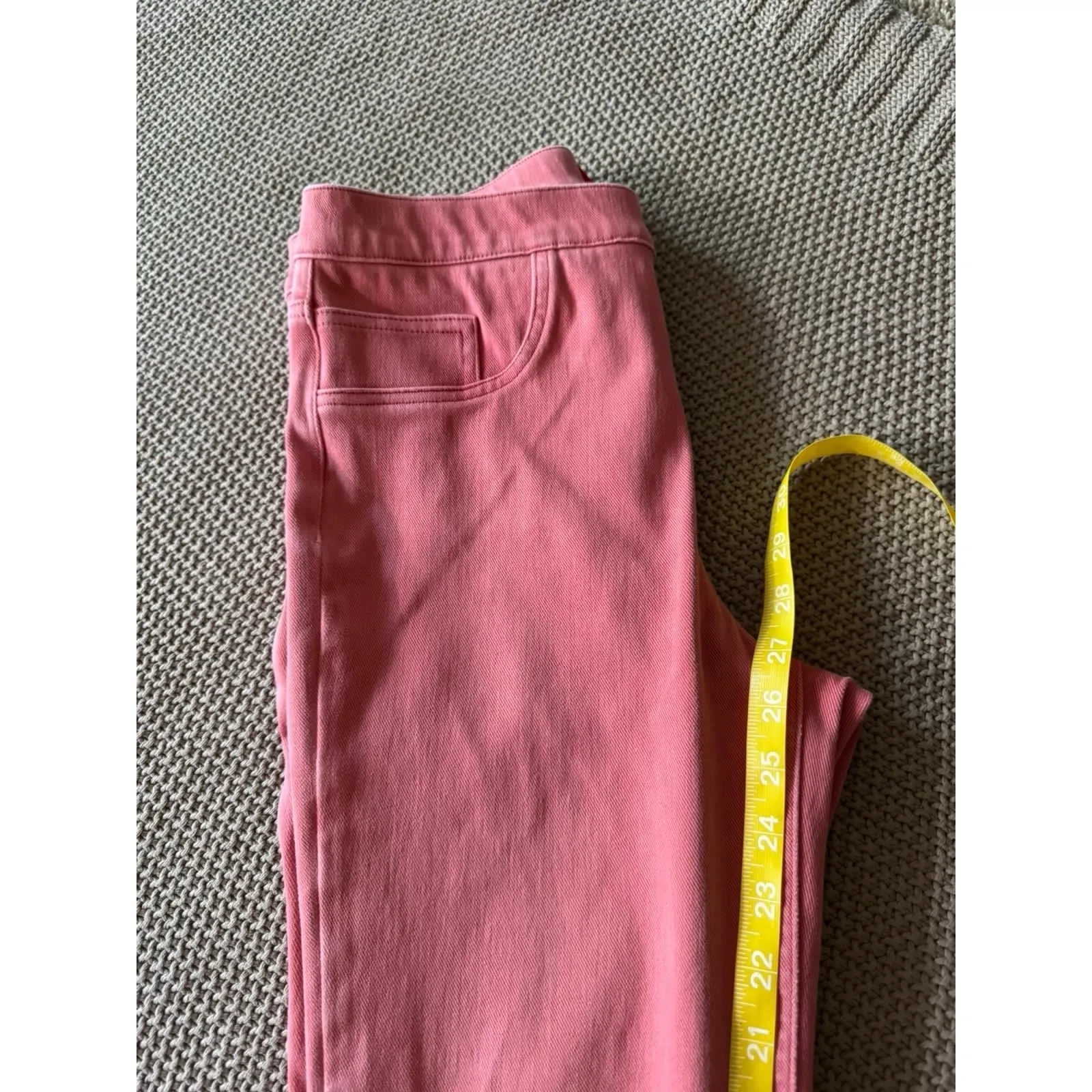 Spanx Women Pink Red Jean-ish Ankle Leggings Pull‎ On Stretch Size Medium - Image 9