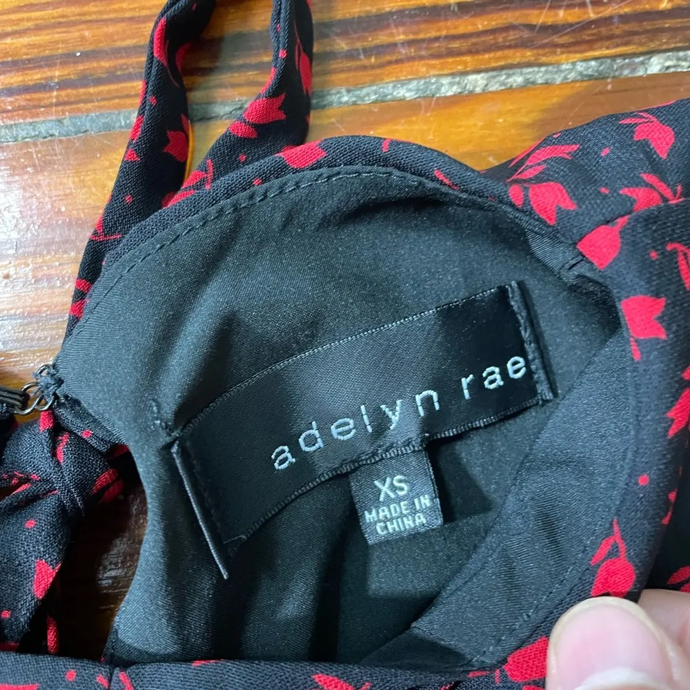 Adelyn Rae Black & Red Floral Flutter Flirty Mini Dress - Size XS - Image 10