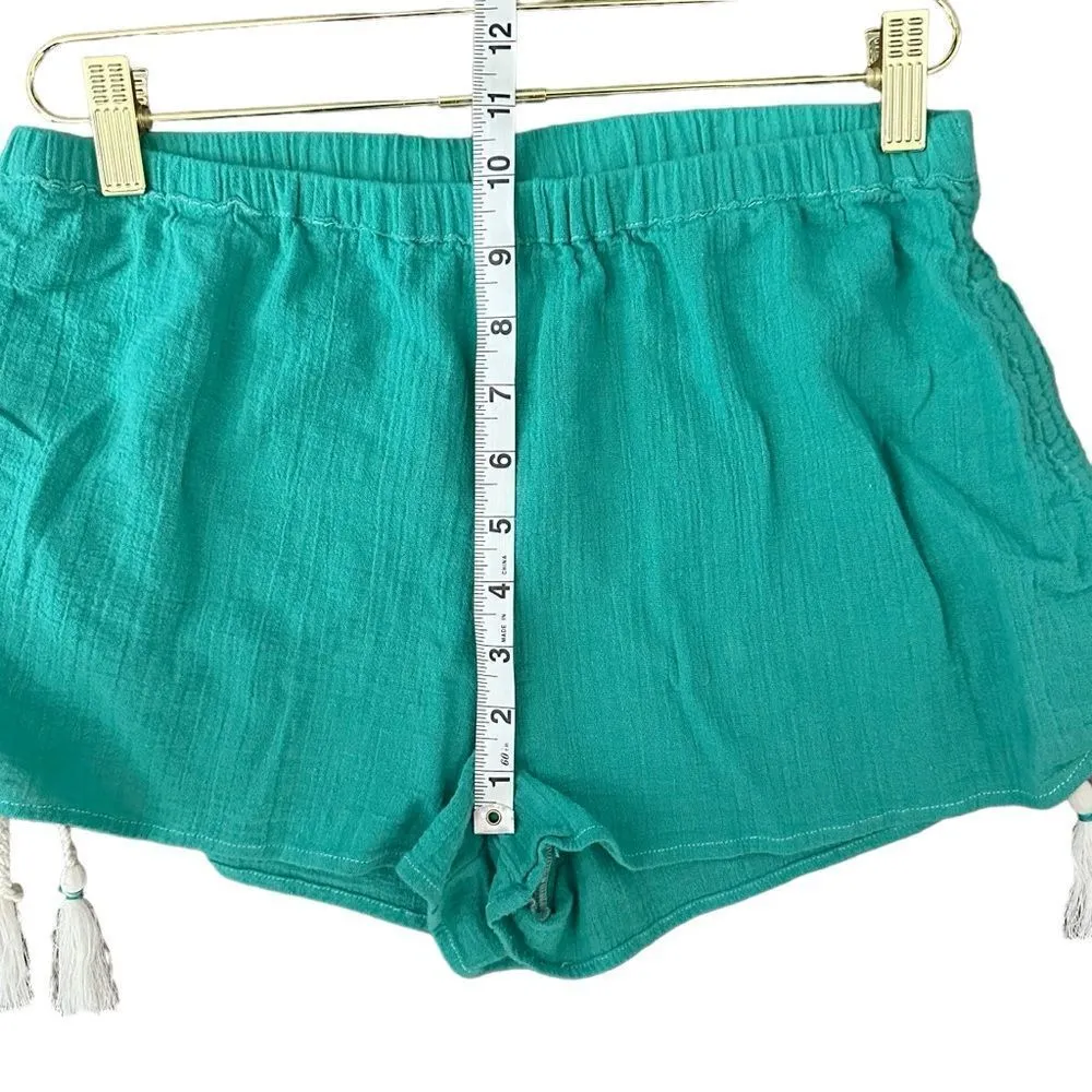 Free People Flowy Shorts Women's M Green Cinched Sides Lightweight Summer - Image 7
