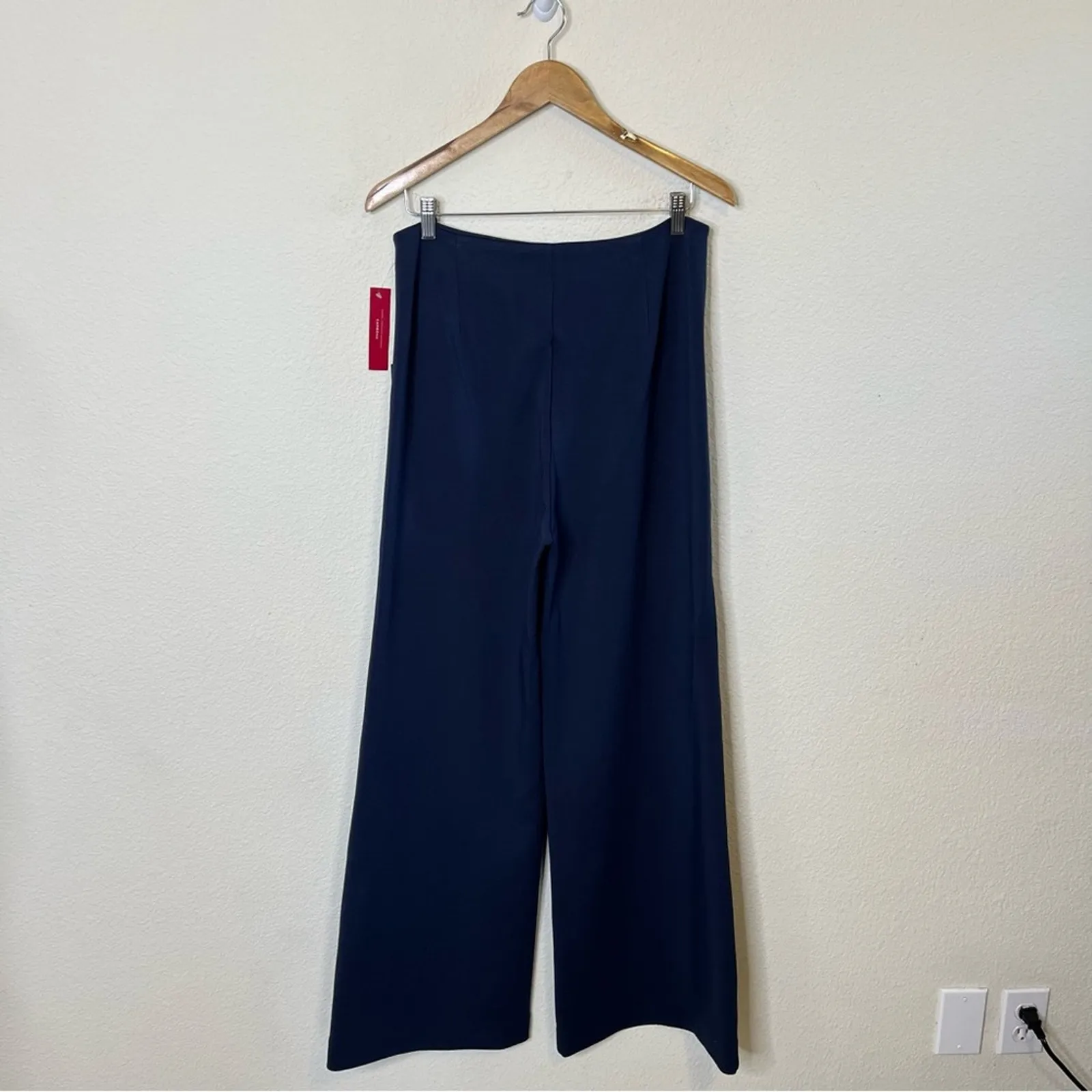 NWT Carbon38 Navy High Waisted Scuba Pant Wide Leg Front Seam Pull On Size XL Blue - Image 8