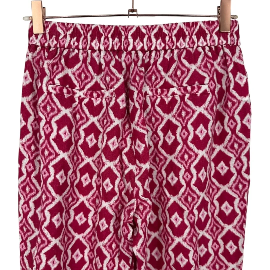 United Colors‎ of Benetton Women's Linen Pull On Printed Pants Pink Size Small - Image 7
