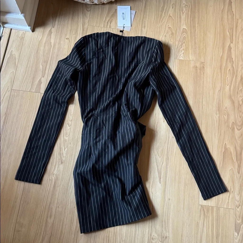 ADALINA MINI DRESS PINSTRIPE Black Size XS - Image 7