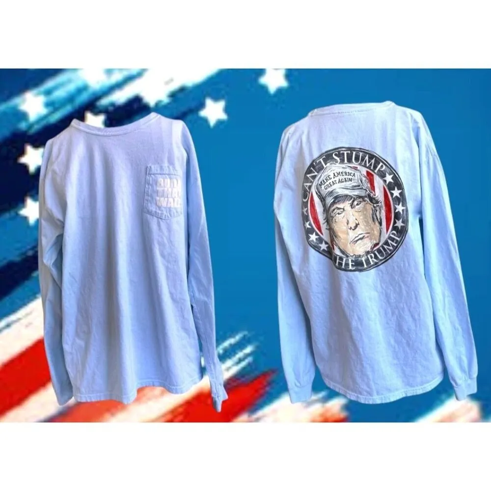 Can't Stump Trump Long Sleeve T Shirt Large Comfort Colors Blue Inaugura… - Image 5