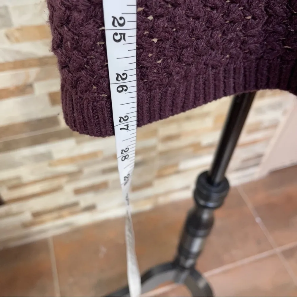 loft women cotton blend sweater poncho turtleneck burgundy Sz M - Image 7