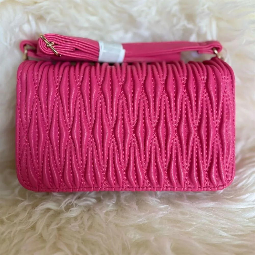 Valentino Orlandi Pink Quilted Crossbody Bag Adjustable Strap Women's - Image 5