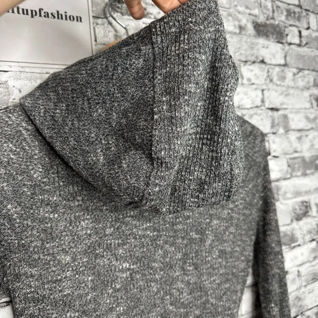 EUC Gymshark Women's Slounge Knit Crop Top Hoodie Grey Size XS Loungewear - Image 8