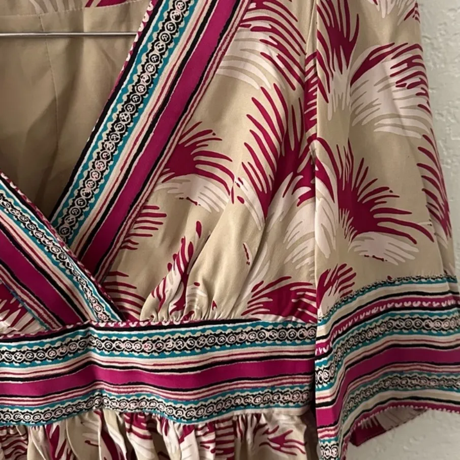 Vintage Betsey Johnson Y2K 100% Silk Babydoll Kimono Boho Mini Dress Size 6 S - Image 2