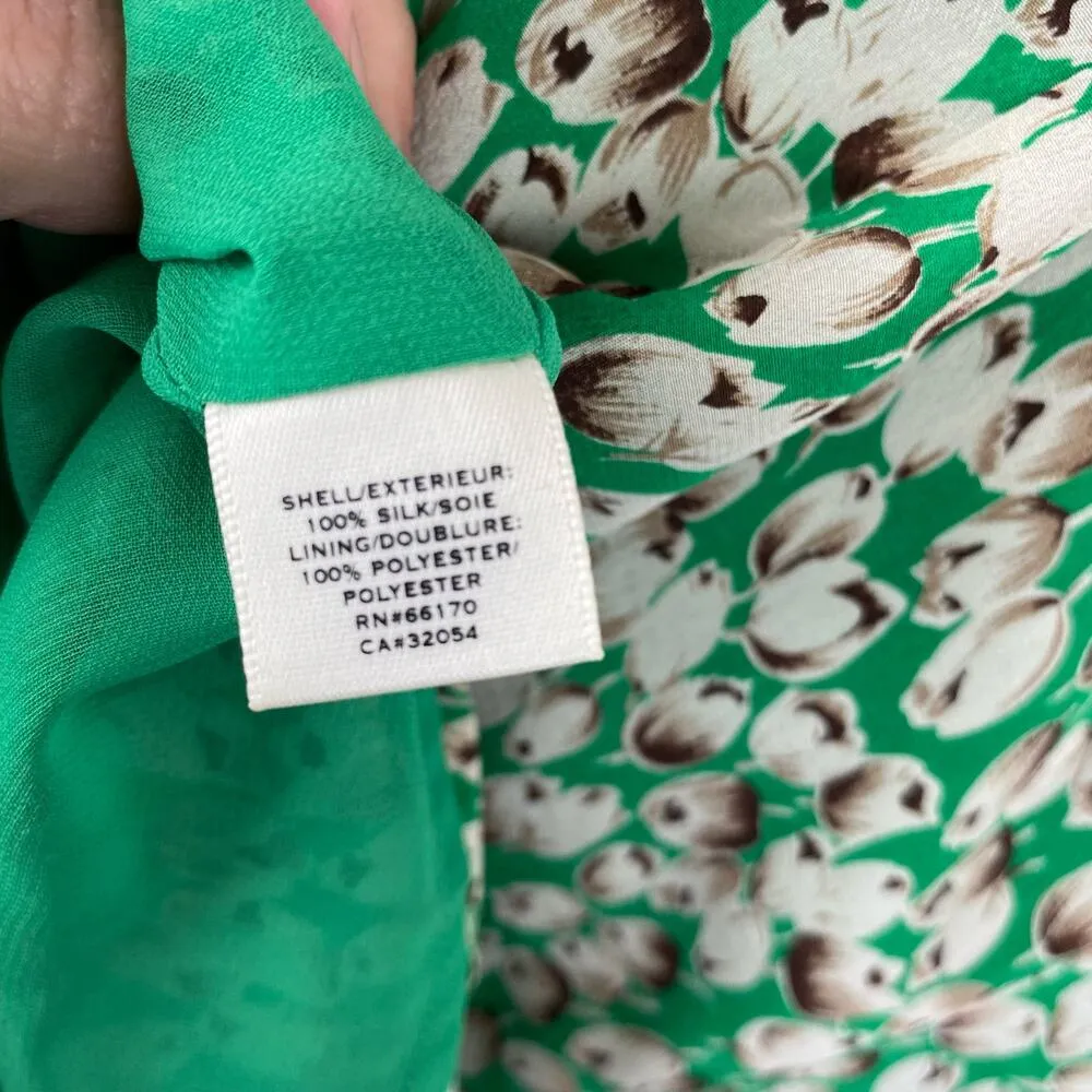 Anthropologie Moulinette Soeurs Green Silk Floral Undercurrents Tulip Dress Sz 2 - Image 11