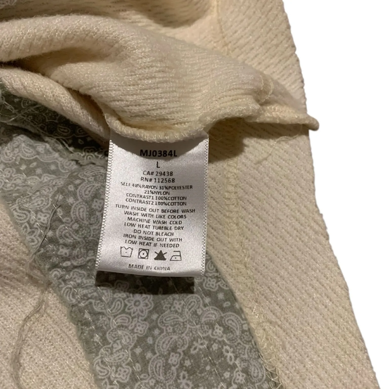 ​Miss Me Mixed Media Shacket Waffle Knit Plaid Paisley Boho Western Large - Image 5