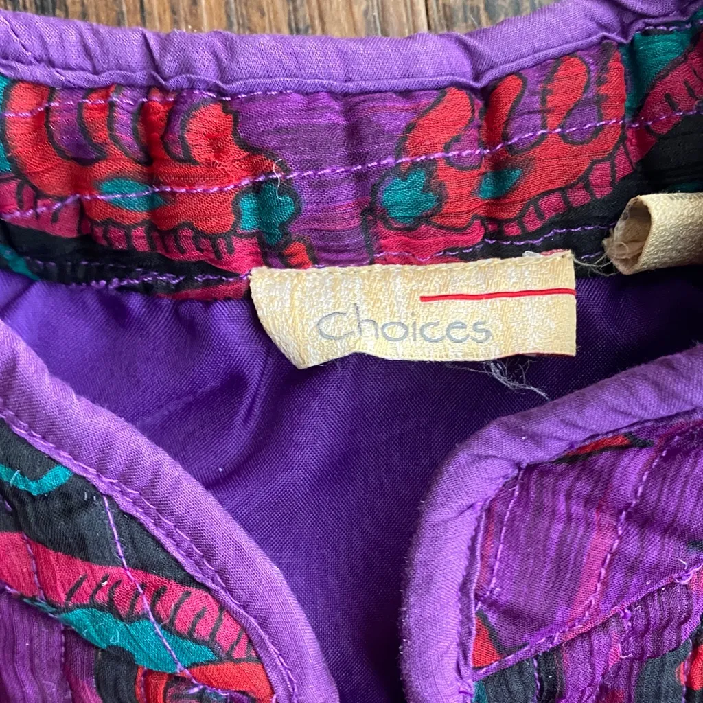 Choices Multicolor Quilted Jacket Purple Size M - Image 2