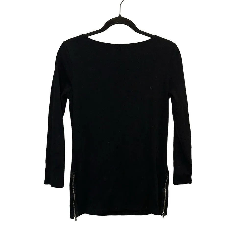 Gap Black Three Quarter Sleeve Side Zipper Blouse - Image 2