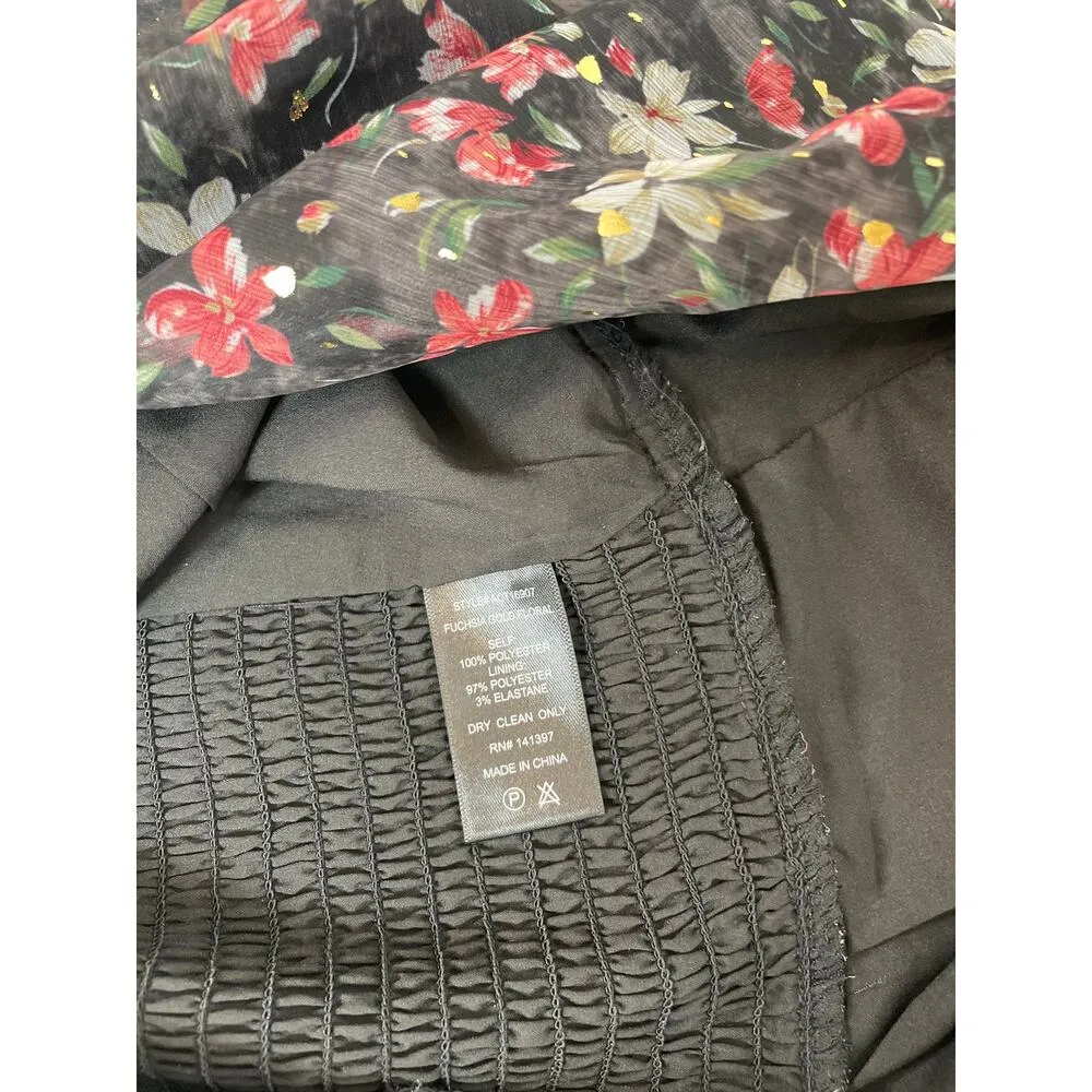 ASTR the Label Beverly Printed Puff Sleeve Top Blouse Black Red Ditsy Size M - Image 7