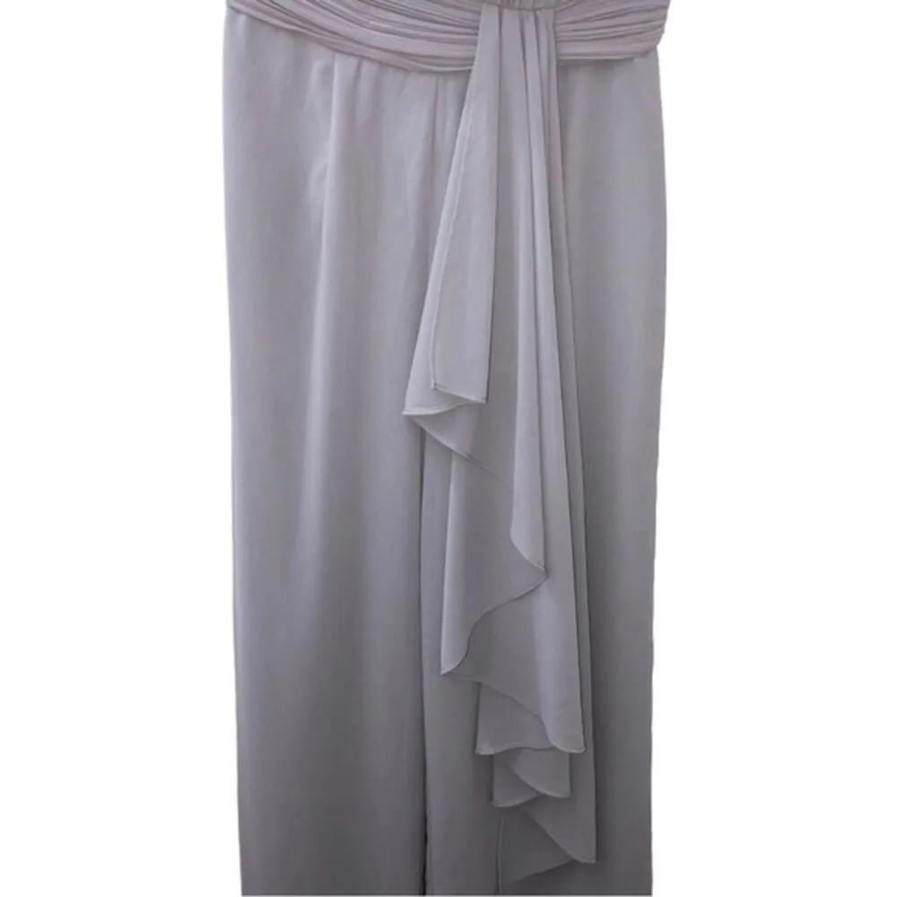 Lavish Alice Pleated Asymmetric Wide Leg Jumpsuit in Blue Gray Size 4 - Image 6