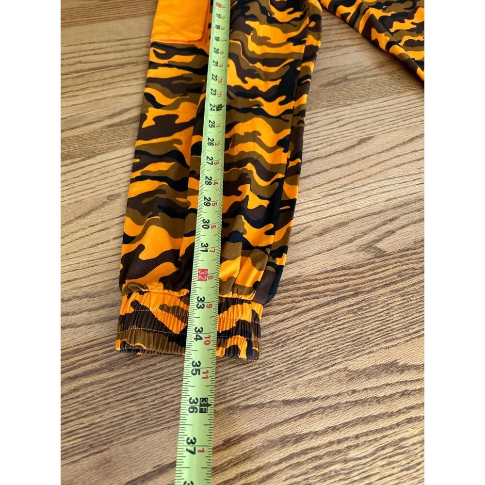 Hera Collections Orange & Brown Camo Cargo Jogger Pants With Pockets - Image 11