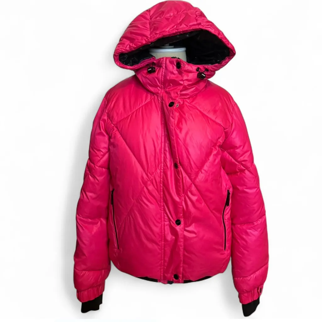 GUESS Women's Pink Puffer Size S Hooded Winter Puffer Jacket - Image 2