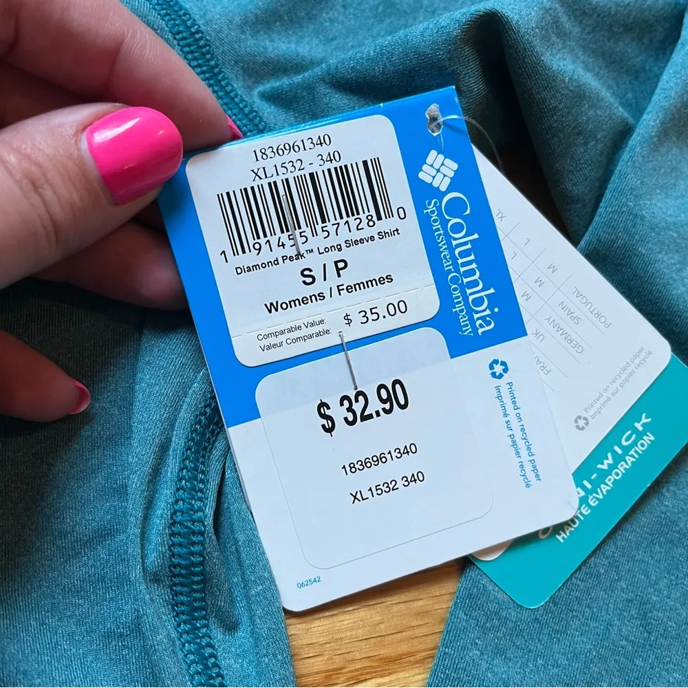 Columbia omniwick long sleeve teal shirt size small - Image 2