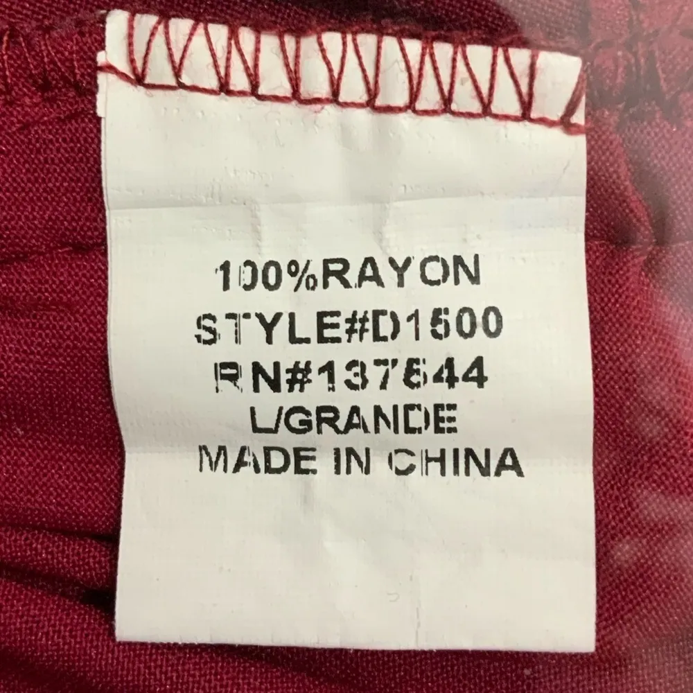 In The Beginning Dress Boho Peasant roll Sleeve Gauze Crochet Lace Burgundy LG - Image 10