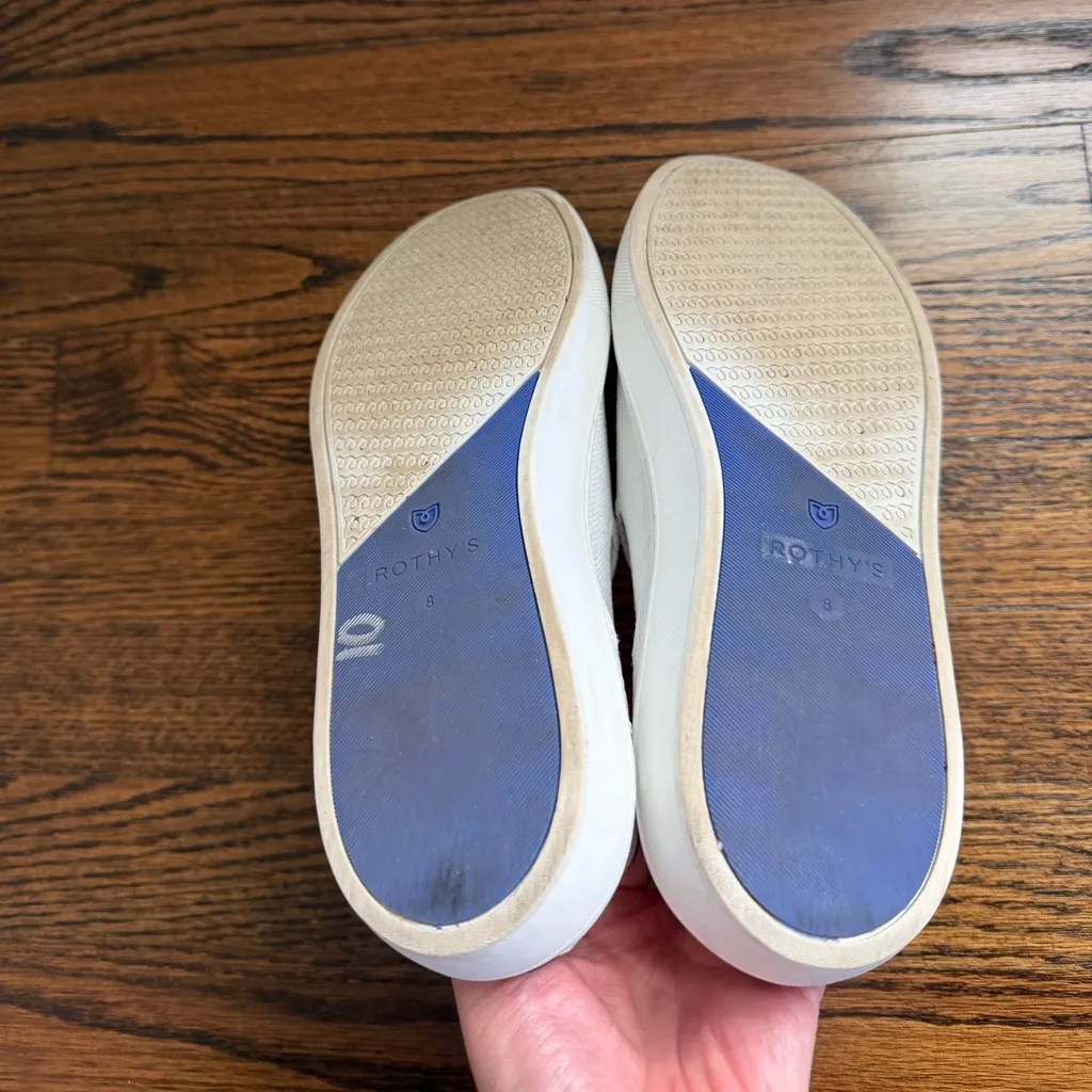 Rothy’s The Original Slip On Sneaker W8 Bright White Blue Stripe Comfort Shoes - Image 8