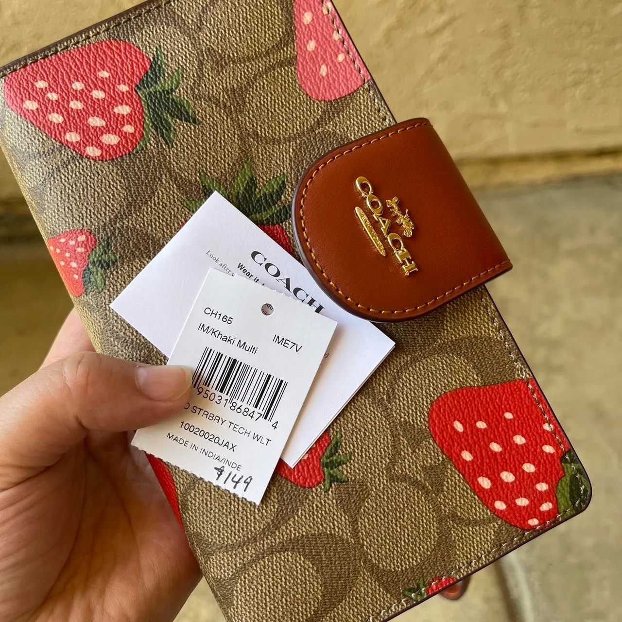 Coach Wild Strawberry Print Tech Wallet - Image 4