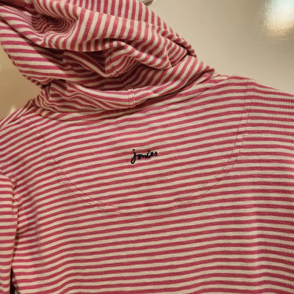 Joules Mariners Pink & White Striped Hoodie Long Sleeves Casual Size 8 Medium - Image 9