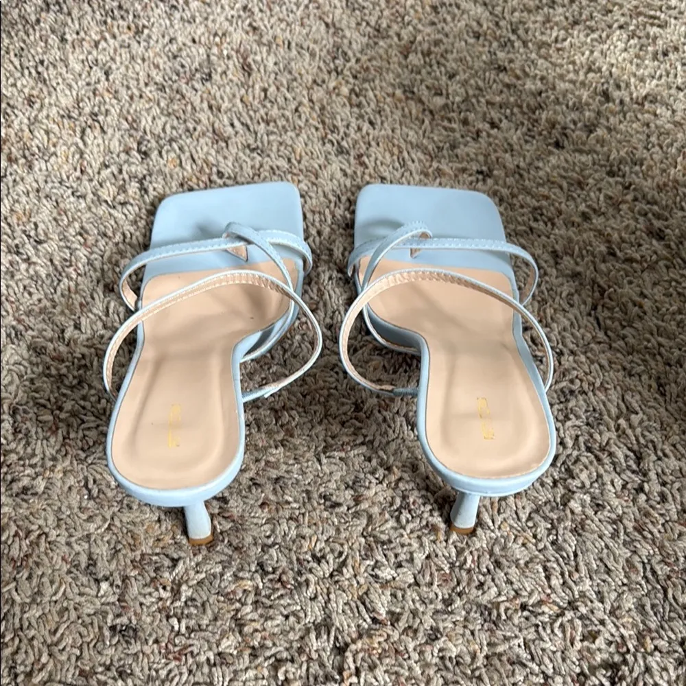 Pastel Blue Square Toe Heels - Image 6
