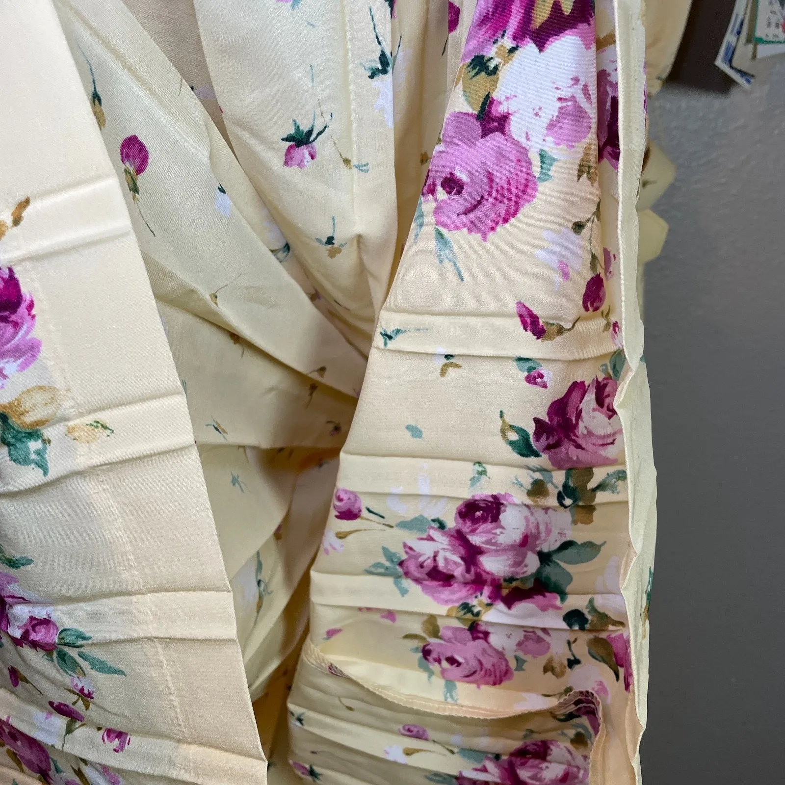 Leslie Fay Dress Vintage Size 10 Belt Midi Cottagecore Secretary Floral Yellow - Image 8