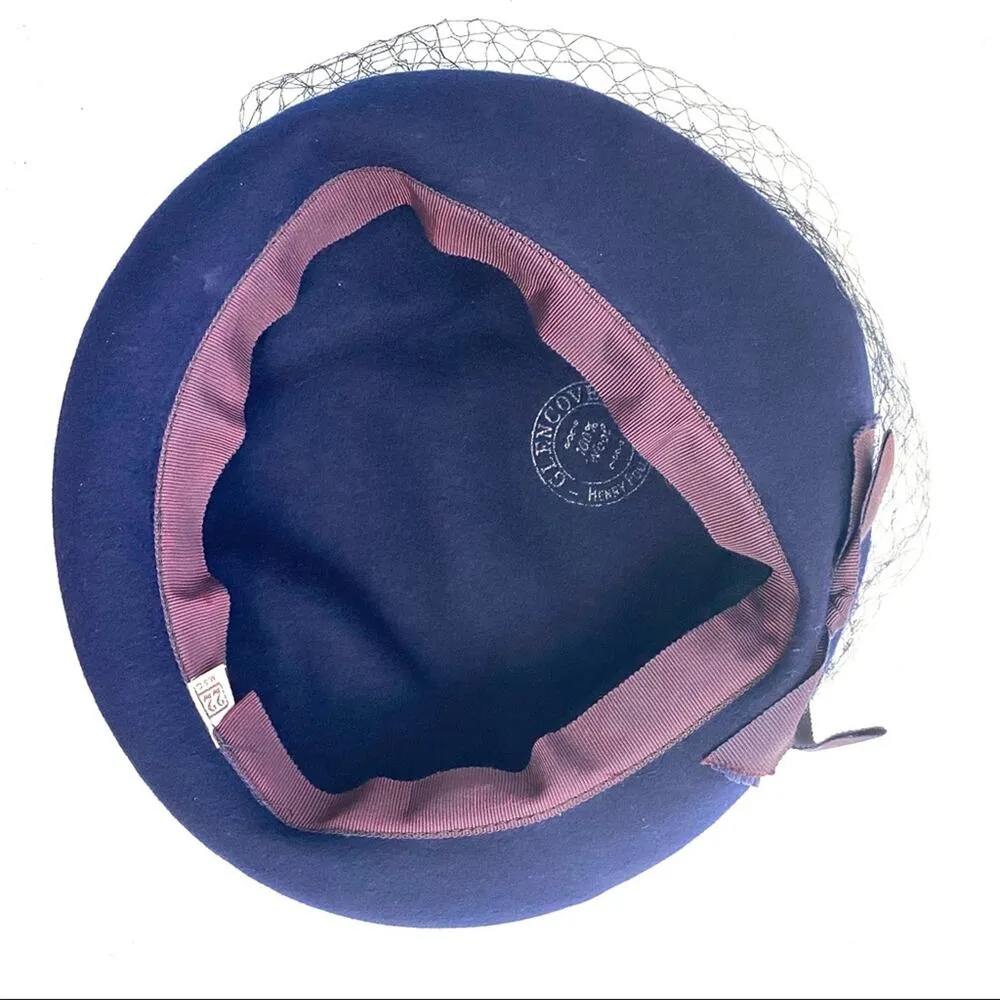 Vintage Glencove Navy Blue & Purple 100% Wool Bumper Beret Hat - Image 6
