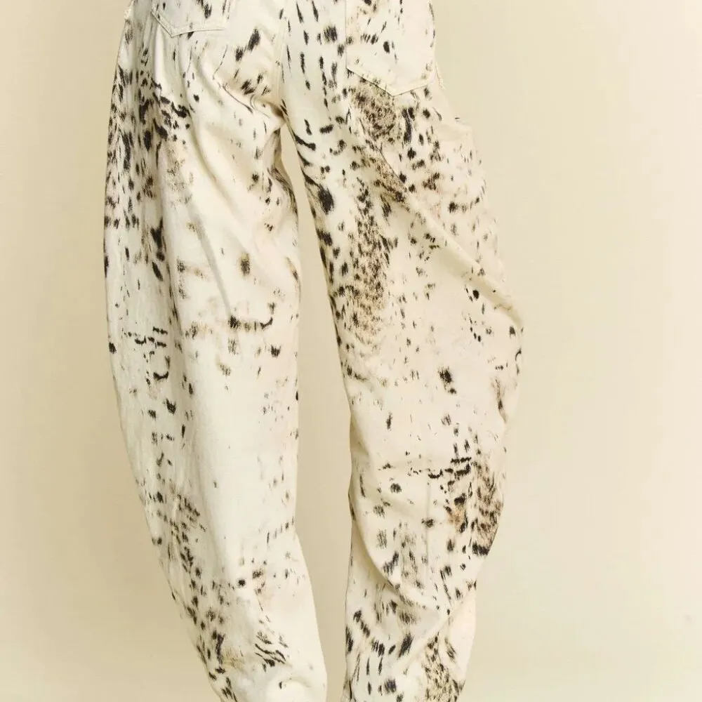 Davi & Dani Abstract Tie Dye Dot Lace Detail Barrel Pants‎ - Image 6