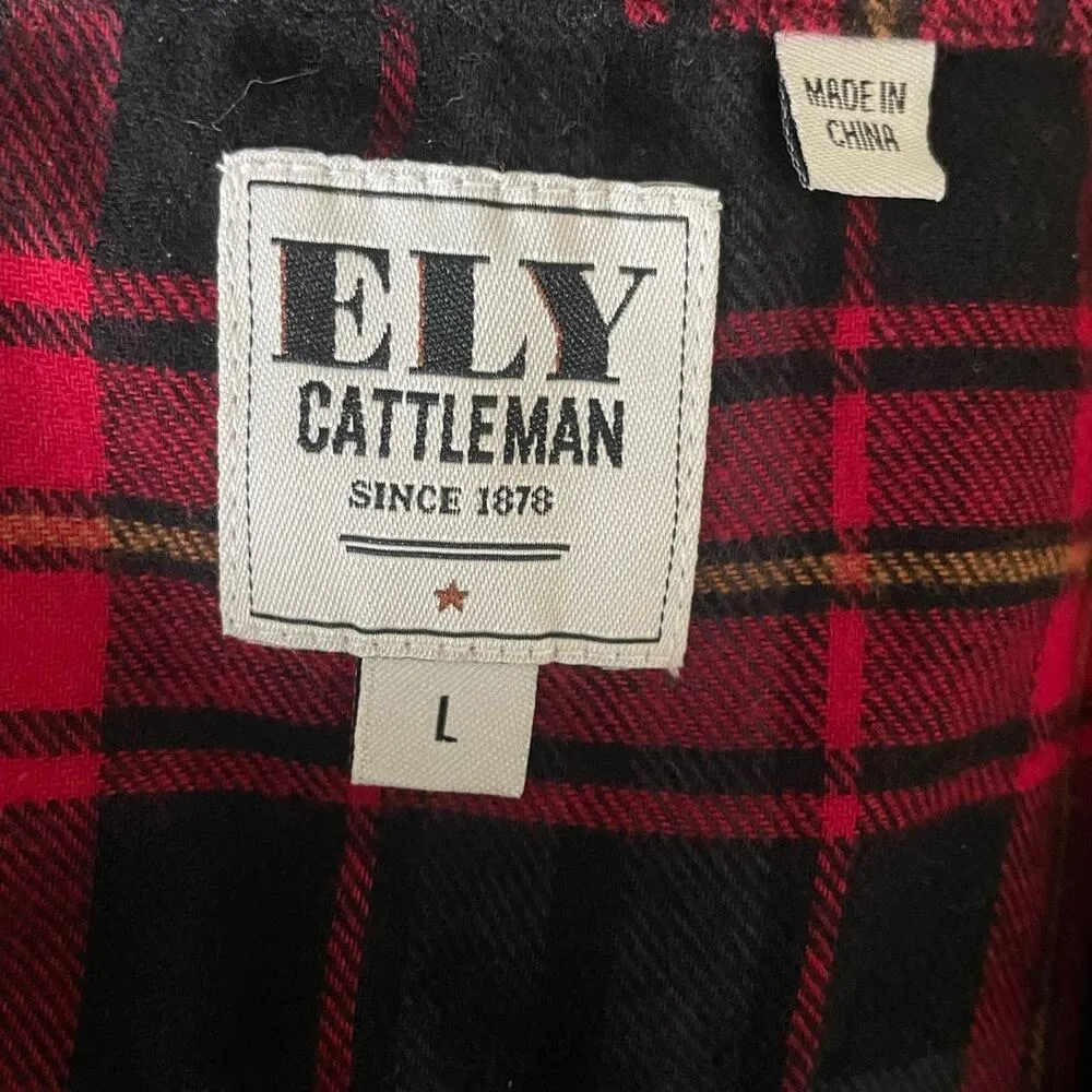 Ely Cattleman Women Flannel Top S Red Long Sleeve Pearl Snap Closure Western NEW - Image 2