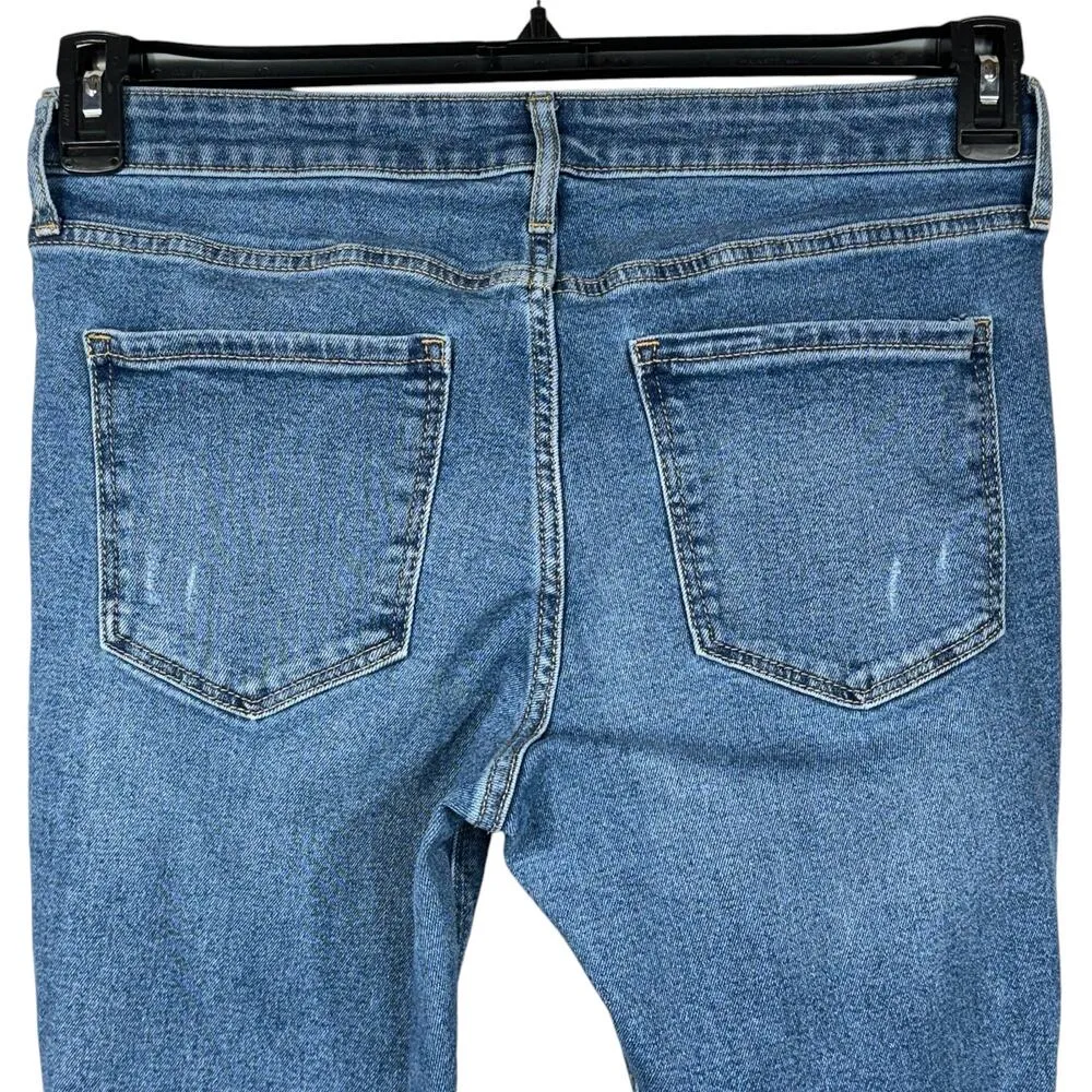 Old Navy SZ 12 SHORT Rockstar Super Skinny Jeans Crop Mid-Rise Distress Stretch - Image 6