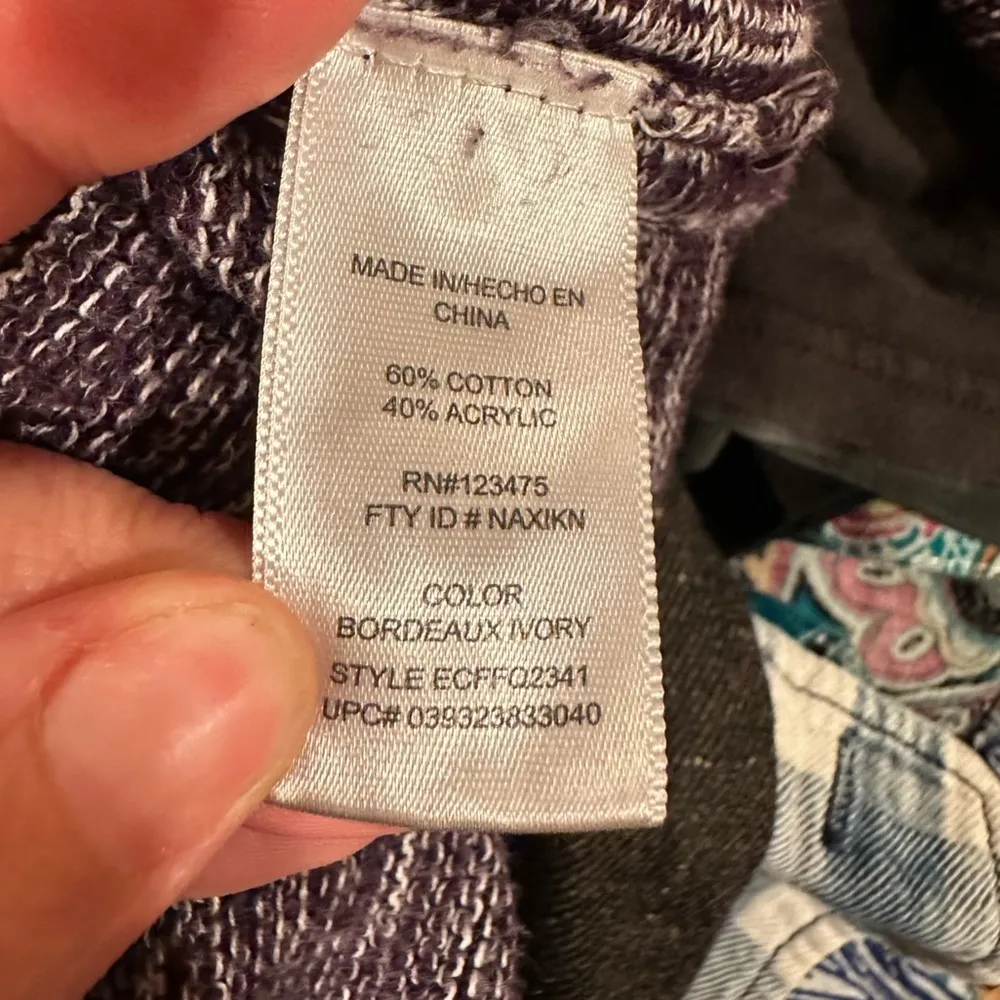 EUC Ellen Tracy Womens Sweater Size XL Bordeaux Ivory Purple Long Sleeve - Image 5