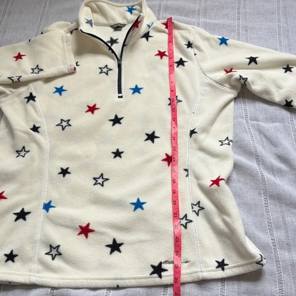 Eddie Bauer  Cream Star Patterned Fleece Pullover - Image 6