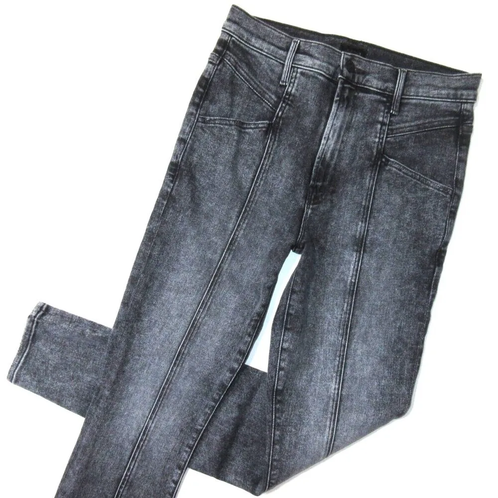 NWT Mother Seamed Swooner Skimp in Train Stops Stretch Skinny Jeans 28 Black - Image 2