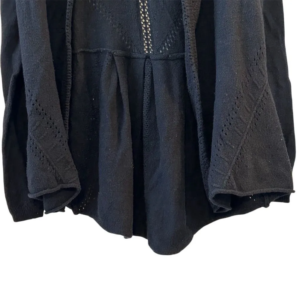 Anthropologie Knitted & Knotted Women's Black Cardigan Sweater Size M Open Front - Image 4