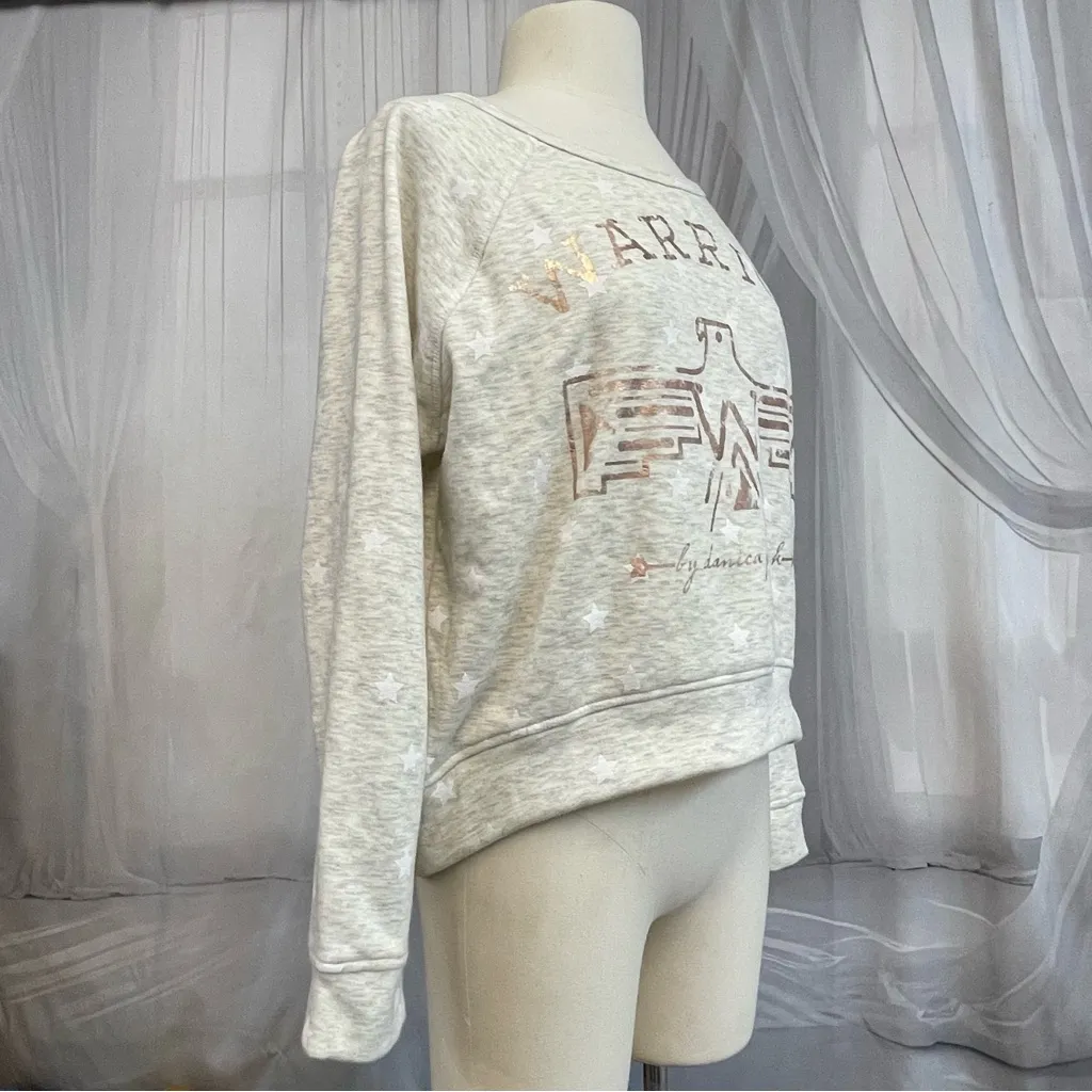 Warrior by Danica Patrick Metallic Graphic Star Sweatshirt Small Gray Pullover - Image 3