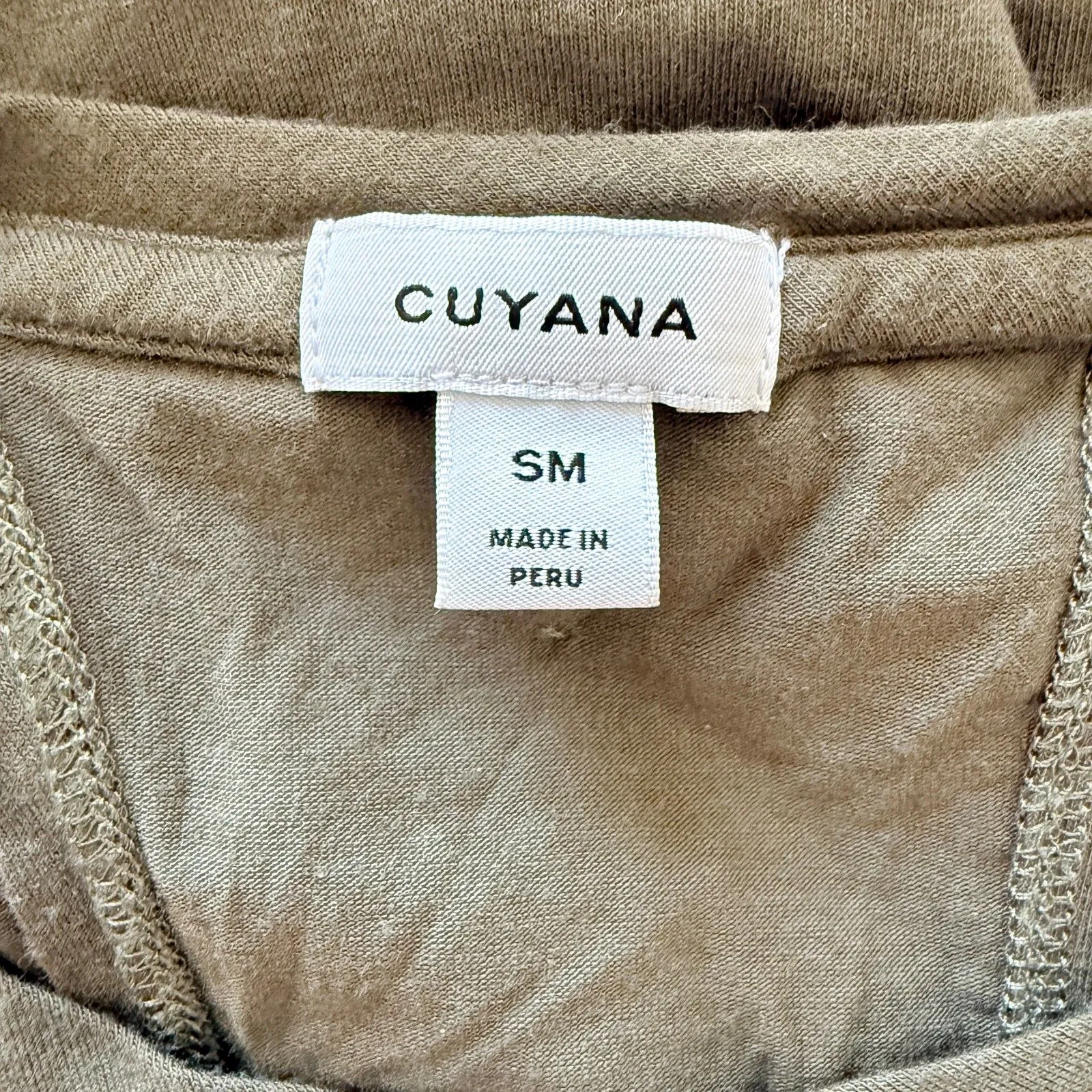 Cuyana Drape Back Slit Sage Green Pima Cotton Sustainable T-shirt Dress Sz S/M - Image 7