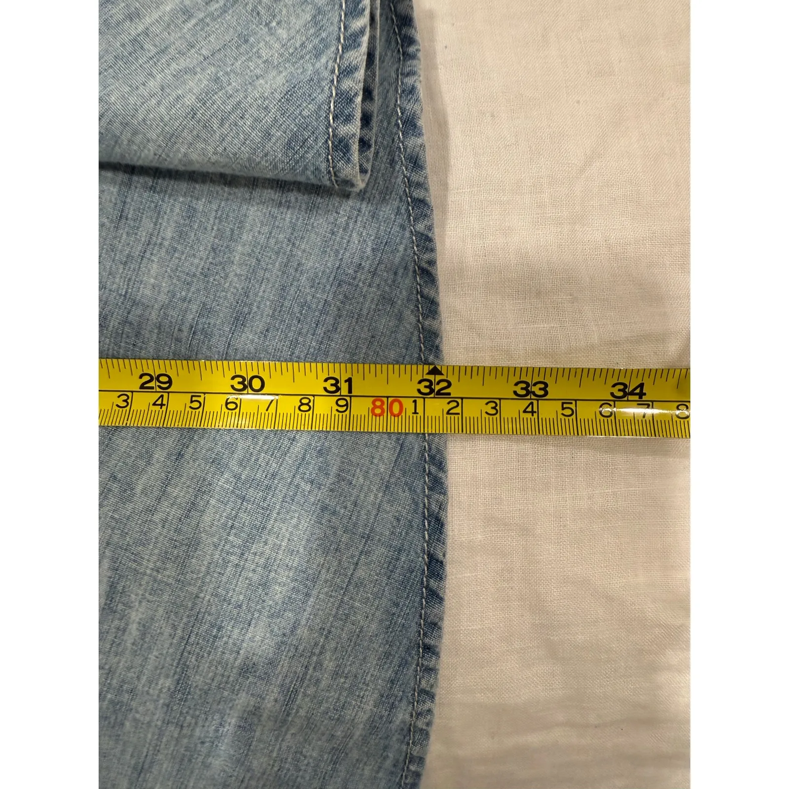 Vintage Ralph Lauren Tiered Flare Denim Midi Skirt Cotton Blue Women's Size 14 - Image 9