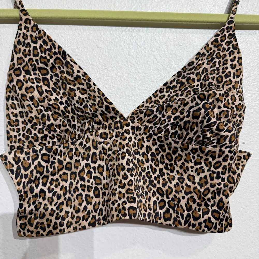 Zara Tan Leopard Print Bralette Sz M - Image 4