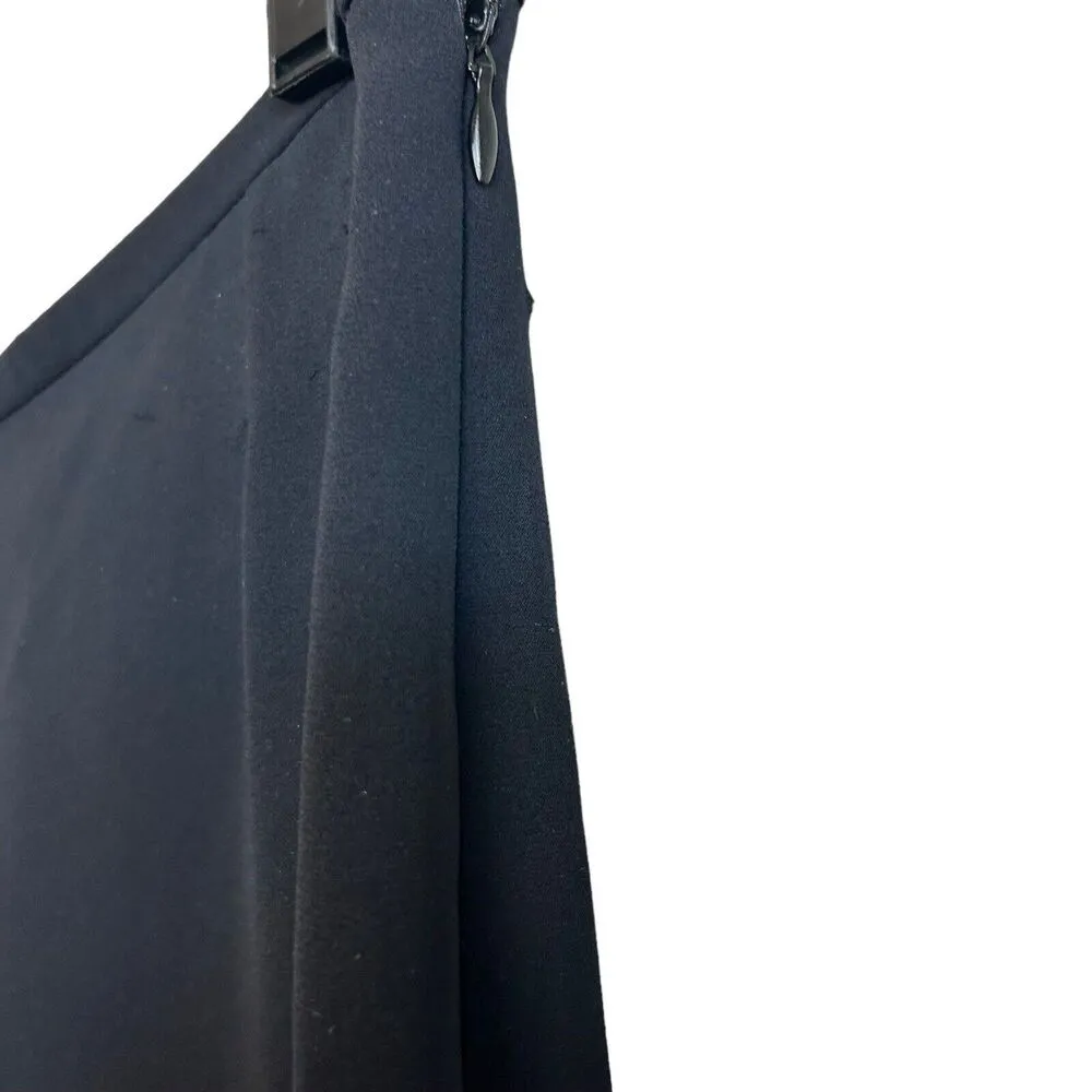 ARMANI COLLEZIONI WOMENS Black Wide Leg Pants Size 8 Side Zip Crepe Trousers - Image 5