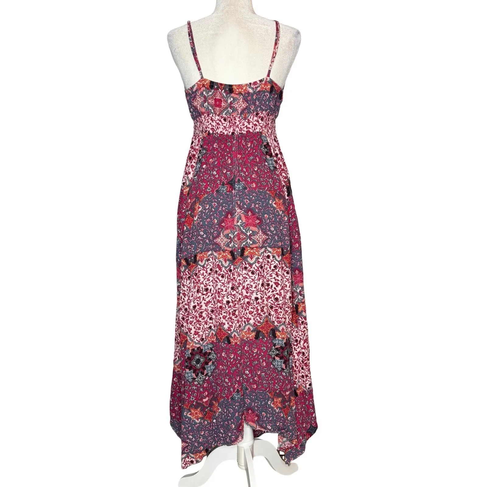 American Eagle  Midi Dress M Patchwork Boho Festival Cottagecore Asymmetrical - Image 4