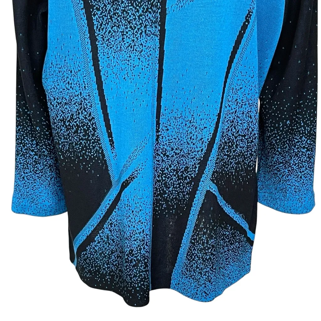 Ming Wang Abstract Acrylic Cardigan Sweater Jacket Women’s Size L Blue Black - Image 6