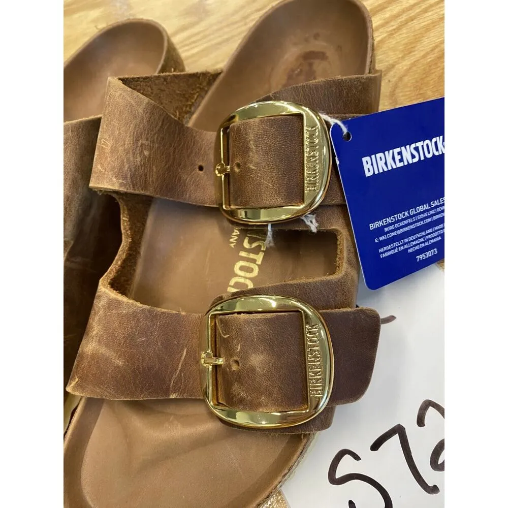 Birkenstock Arizona Birkibuc Stone Slide Sandals Women's 6 Narrow Brown S72 - Image 2