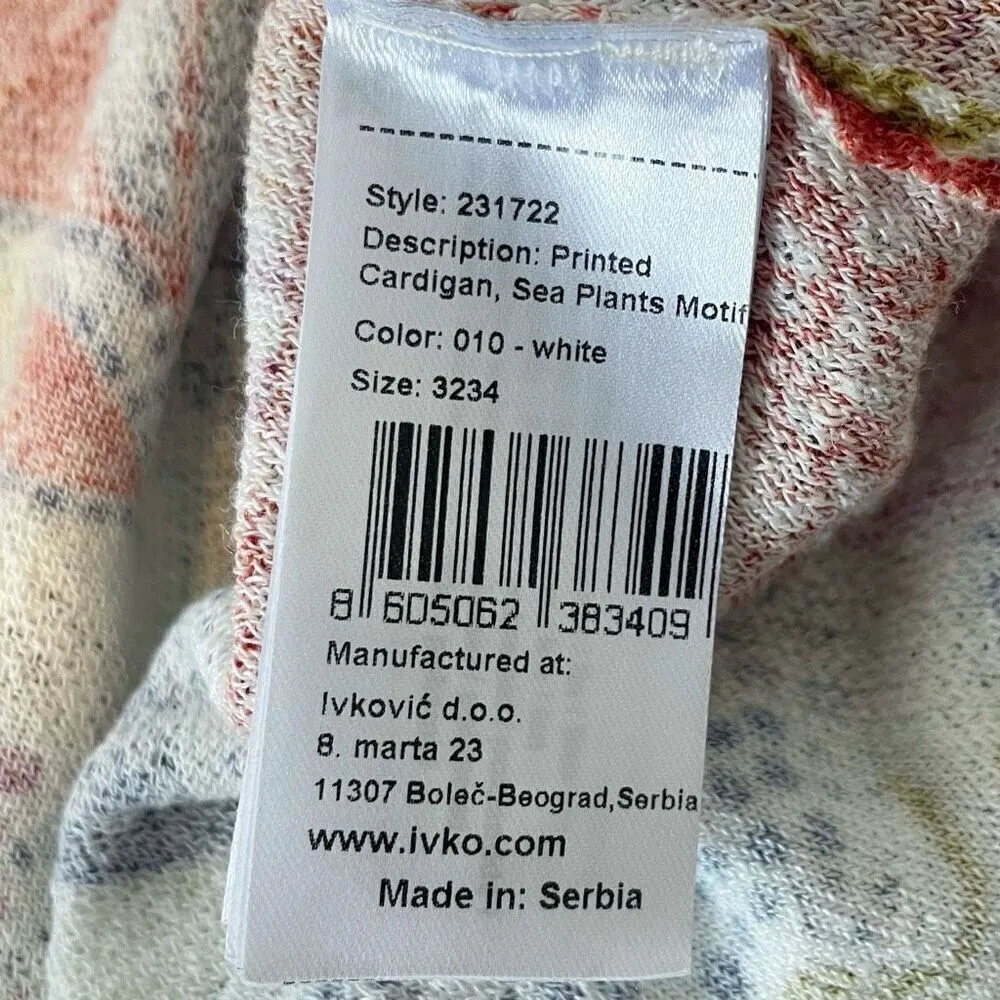 IVKO Cardigan Floral Sea Plants Motif Pink Blue Cream Pink Size XS - Image 6